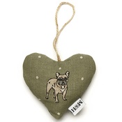 Mutts & Hounds - Dogs Linen Lavender Heart Green - French Bulldog
