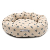 Mutts & Hounds - Navy Star Linen Donut Dog Bed