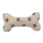 Mutts & Hounds - Navy Star Linen Squeaky Bone Toy
