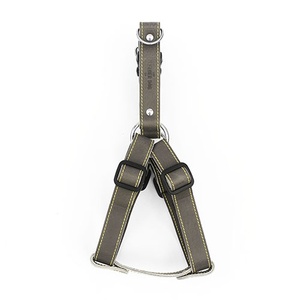 Grey Leather Dog Harness