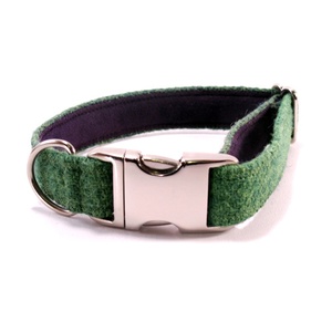 Bright Green Harris Tweed Dog Collar
