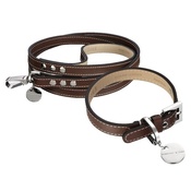 Hennessy & Sons - Saffiano Leather Dog Collar & Lead Set - Choc Brown