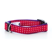 Pet Pooch Boutique - Polka Dot Print Dog Collar - Red 1" Width