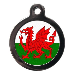 Red Dragon Flag Pet ID Tag