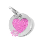 K9 - K9 Small Glitter Pink Heart Cat ID Tag