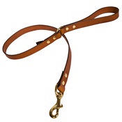 Creature Clothes - Plain Leather Dog Lead - Tan with Brass
