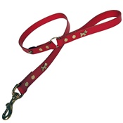 Creature Clothes - Red Brass Dogs Classic Leather Dog Lead