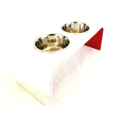 Lola and Daisy - White & Red Raised Dog Bowl Holder