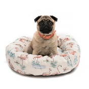 Mutts & Hounds - Flamingo Linen Donut Dog Bed