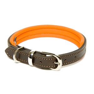 D&H Colours Leather Collar - Orange