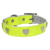 Creature Clothes - Galaxy Dog Collar - Yellow, Nickel Hearts