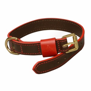 Pimlico Leather Dog Collar – Chocolate & Red