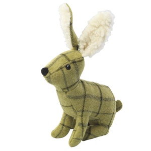Green Tweed Plush Hare Dog Toy