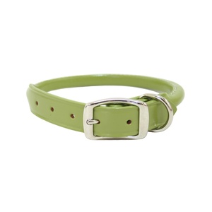 Rolled Leather Dog Collar – Green