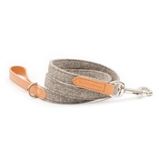 Camello Leather and Grey Tweed Dog Lead