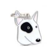 My Family - Bull Terrier Engraved ID Tag – White