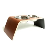 Lola and Daisy - Angled Cherrywood Matt Raised Pet Feeder