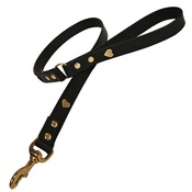 Creature Clothes - Black Brass Hearts Classic Leather Dog Lead