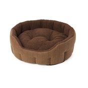 House of Paws - Brown Tweed & Sheepskin Oval Snuggle Dog Bed