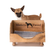 Minkeys Tweed - Vintage Wine Crate Dog Bed & Blanket