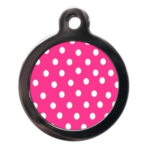 Polka Dot Pet ID Tag - Pink