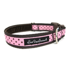 Classic Brown on Pink Polka Dot Dog Collar