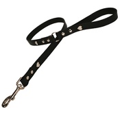 Creature Clothes - Black Silver Hearts Classic Leather Dog Lead