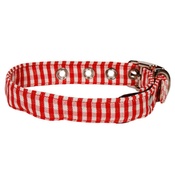 Creature Clothes - Gingham Fabric Dog Collar Red