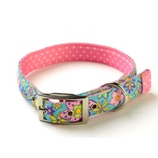 Yellow Dog - Flower Power on Pink Polka Collar Uptown Range
