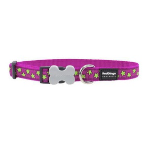 Red Dingo Patterned Dog Collar - Hot Pink/Lime Green