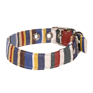 Blue Deckchair Stripe Fabric Dog Collar