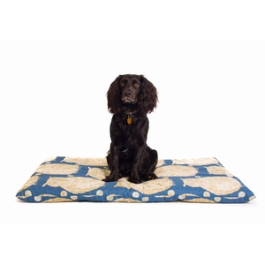 Owl Motif Dog Roll Bed - Navy