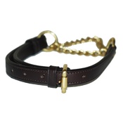 Pear Tannery - Adjustable Half Choke Chain Leather Dog Collar - Choco