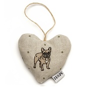 Mutts & Hounds - Dogs Linen Lavender Heart Natural - French Bulldog