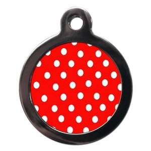 Polka Dot Pet ID Tag - Red