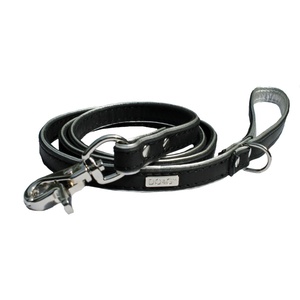 DO&G Precious Leather Dog Lead - Black/Silver