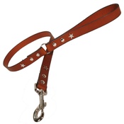 Creature Clothes - Tan Silver Stars Classic Leather Dog Lead