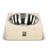 Diva Dog - Cream Crocodile Leather Square Feeding Bowl