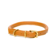 Dogs & Horses - Tan Rolled Leather Dog Collar