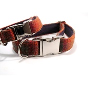 My McDawg - Orange & Olive Harris Tweed Dog Collar