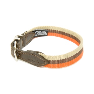 Orange, Brown & Cream Wide Striped Webbing Collar