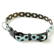 Yellow Dog - Blue/Brown Polka Collar