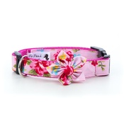 Pet Pooch Boutique - Pink Vintage Collar with Flower Accessory