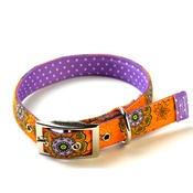 Yellow Dog - Folk Flowers on Purple Polka Collar Uptown Range