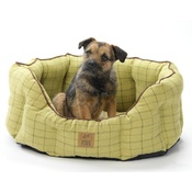 House of Paws - Tweed Oval Snuggle Dog Bed – Green
