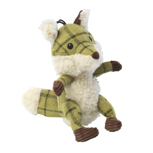 Green Tweed Plush Fox Dog Toy