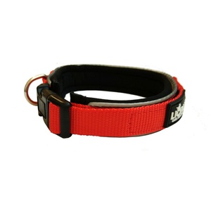 Liopard Padded Nylon Dog Collar – Red