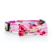 Pet Pooch Boutique - Pink Vintage Primrose Bow Collar 1" Width