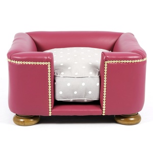 The Tetford Square Magenta Leather Dog Bed