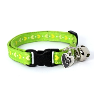 Green Heart Print Safety Cat Collar